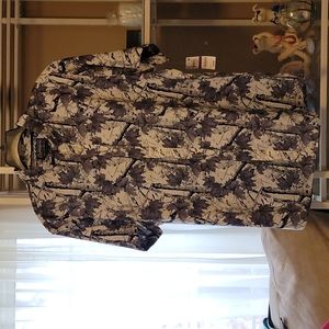 𝅺AMERICAN RAG Men's NWT SS button down. Gray/BlackWhite print 100%cotton XXL